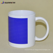 11 oz sublimação caneca branca com remendo azul cor mudando Sunmeta em yiwu